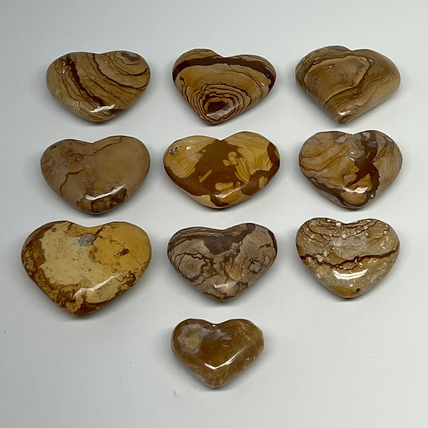 370g, 10 pcs, 1.1"- 1.7", Picture Jaspers Hearts from Morocco, B20093