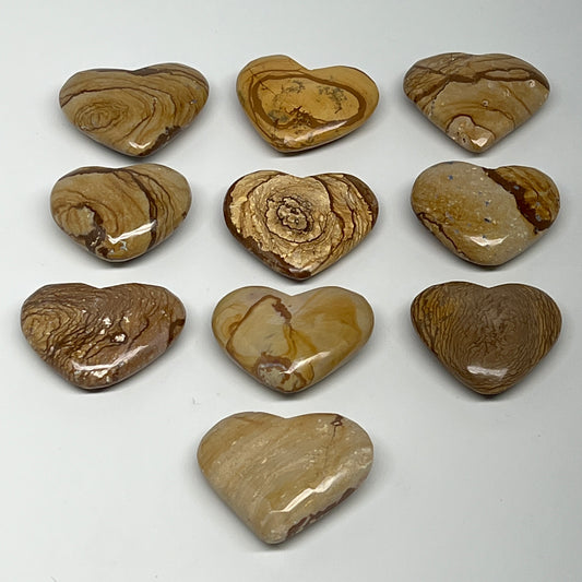 450g, 10 pcs, 1.5"- 1.8", Picture Jaspers Hearts from Morocco, B20094