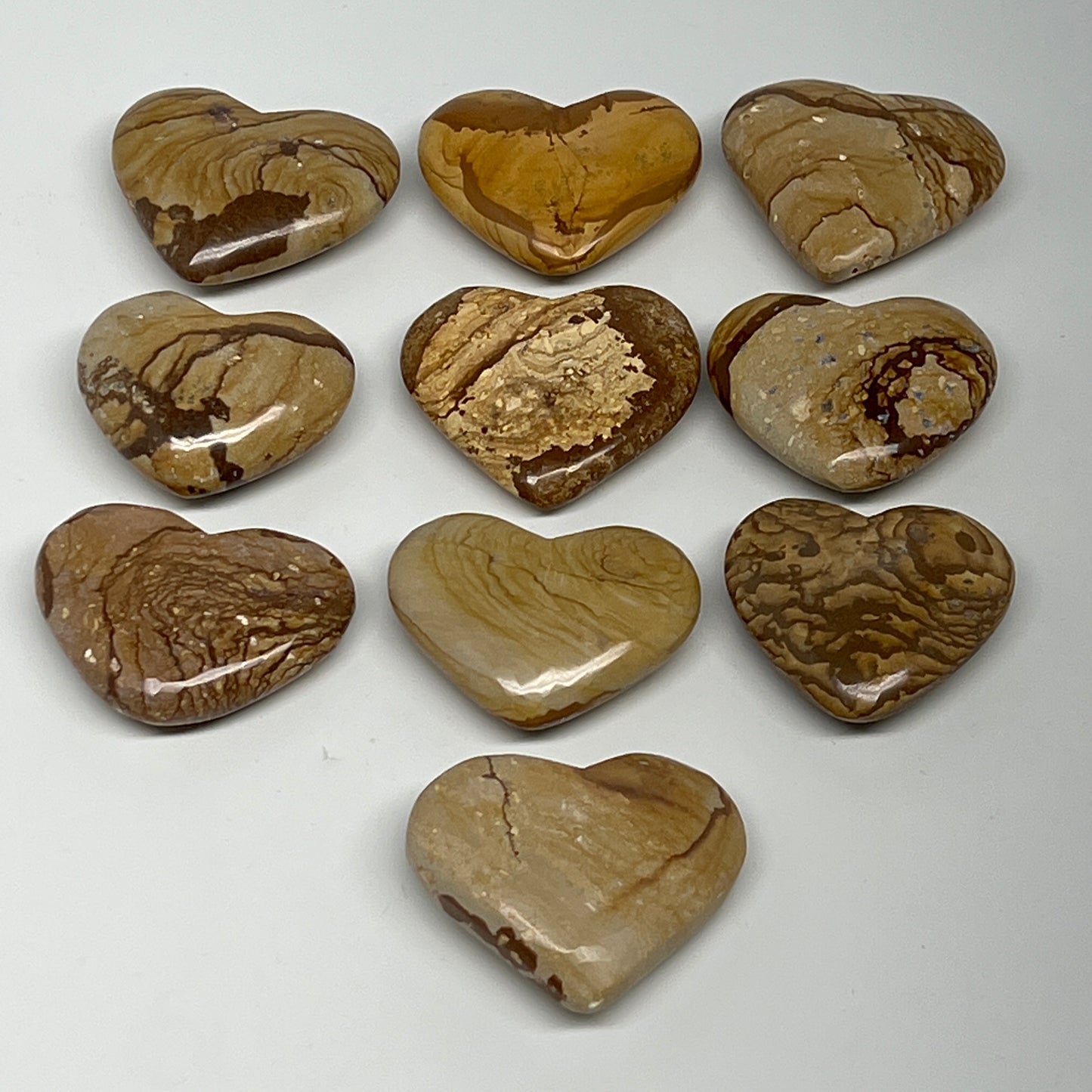450g, 10 pcs, 1.5"- 1.8", Picture Jaspers Hearts from Morocco, B20094