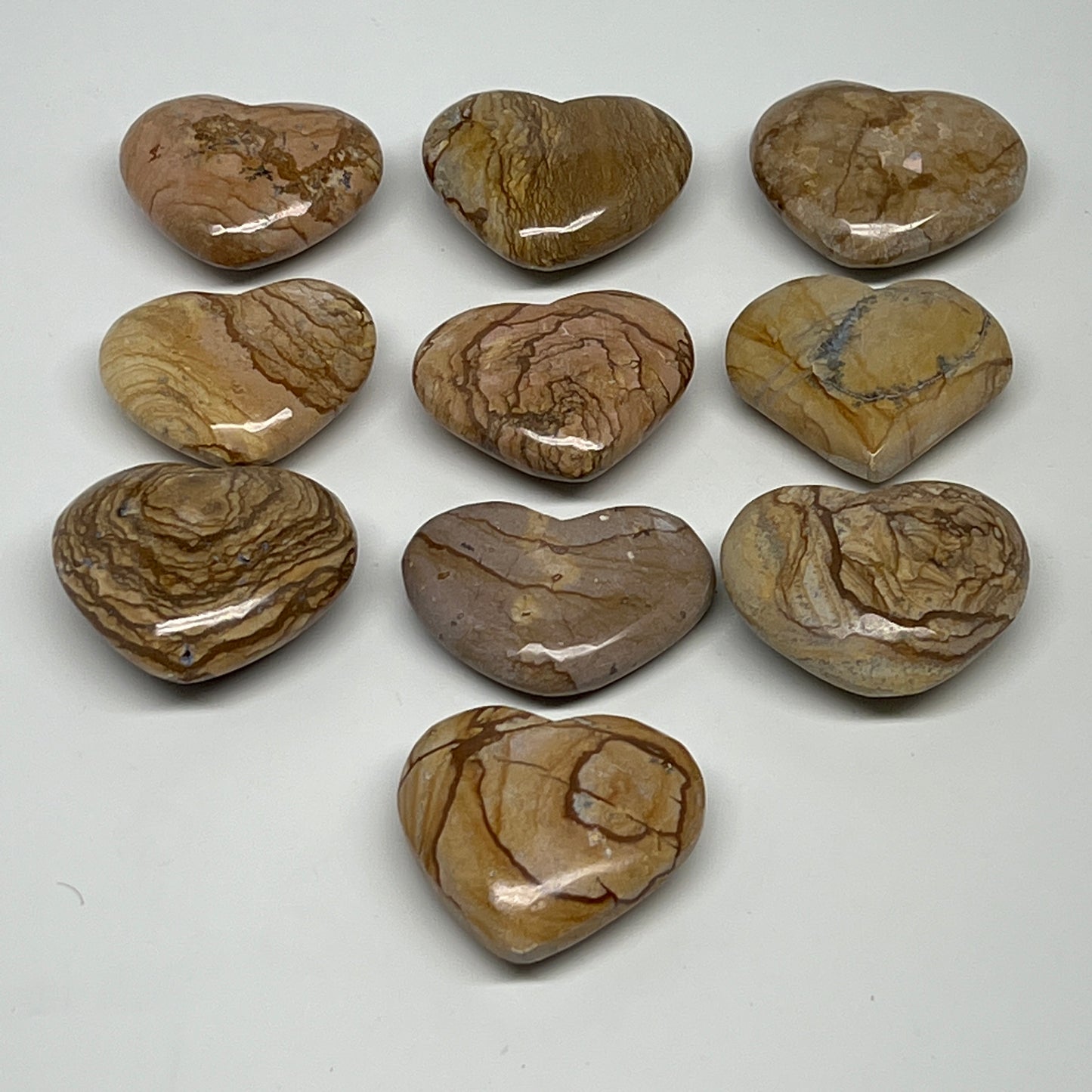 460g, 10 pcs, 1.4"- 1.7", Picture Jaspers Hearts from Morocco, B20095