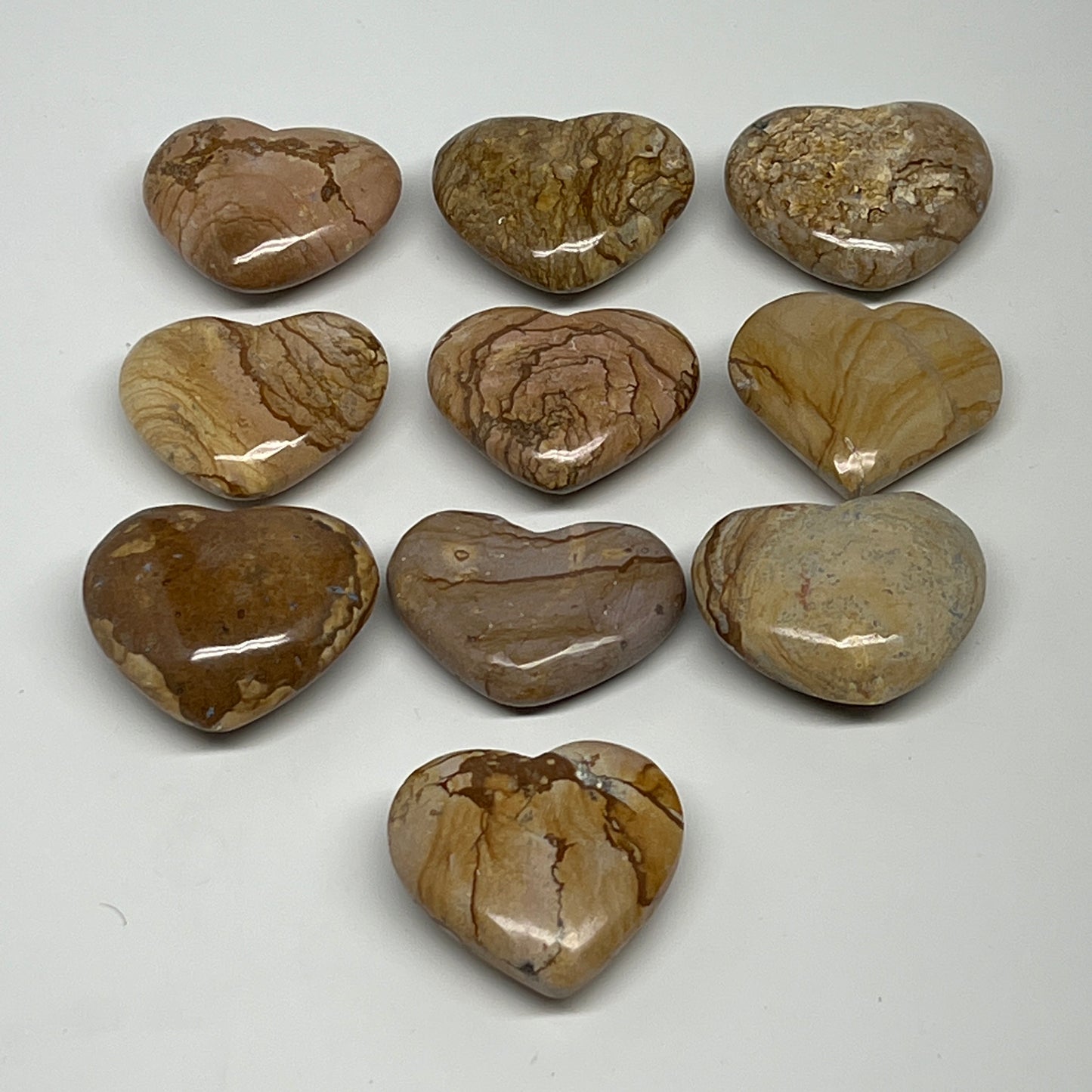 460g, 10 pcs, 1.4"- 1.7", Picture Jaspers Hearts from Morocco, B20095