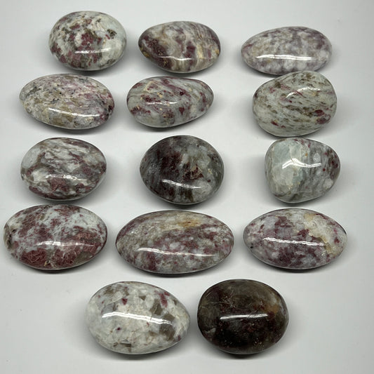 2.2 Lbs, 1.7"-2.5", 14pcs, Rubellite Tourmaline Palm-Stone Polished, B21031