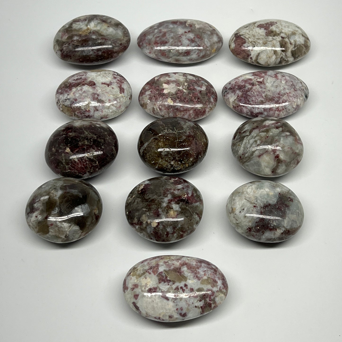 2.2 Lbs, 1.8"-2.5", 13pcs, Rubellite Tourmaline Palm-Stone Polished, B21033