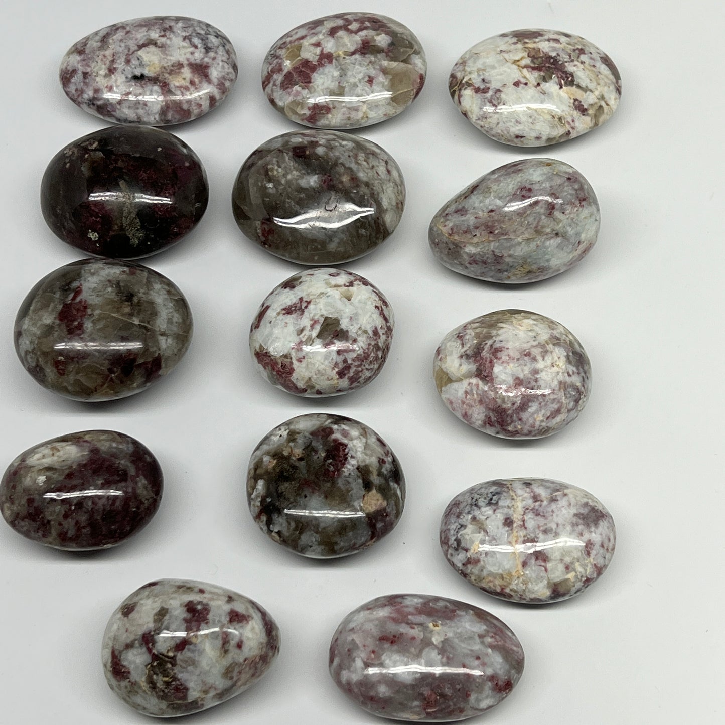 2.2 Lbs, 1.7"-2.3", 14pcs, Rubellite Tourmaline Palm-Stone Polished, B21034