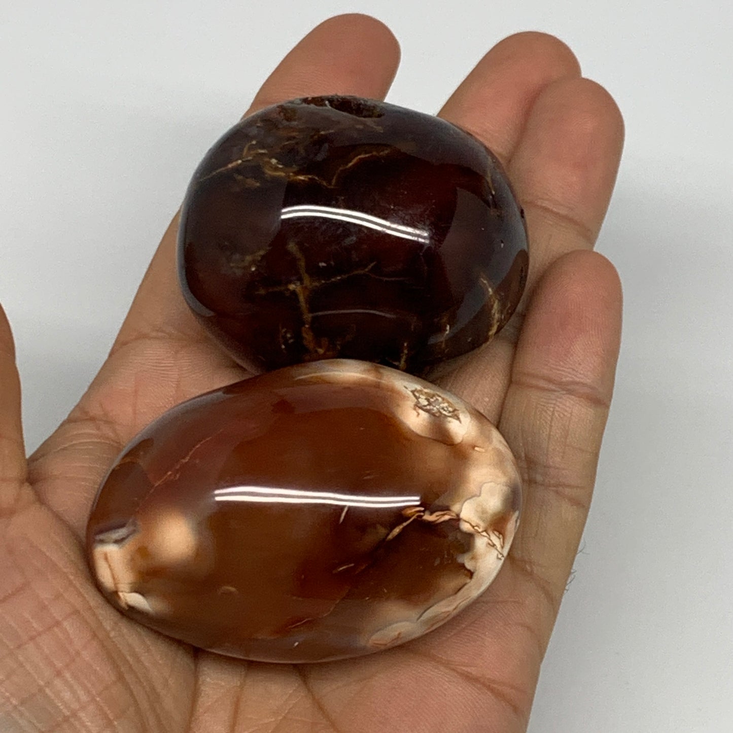 455g, 2" - 2.3", 4pcs, Red Carnelian Palm-Stone Gem Crystal Polished Reiki, B171