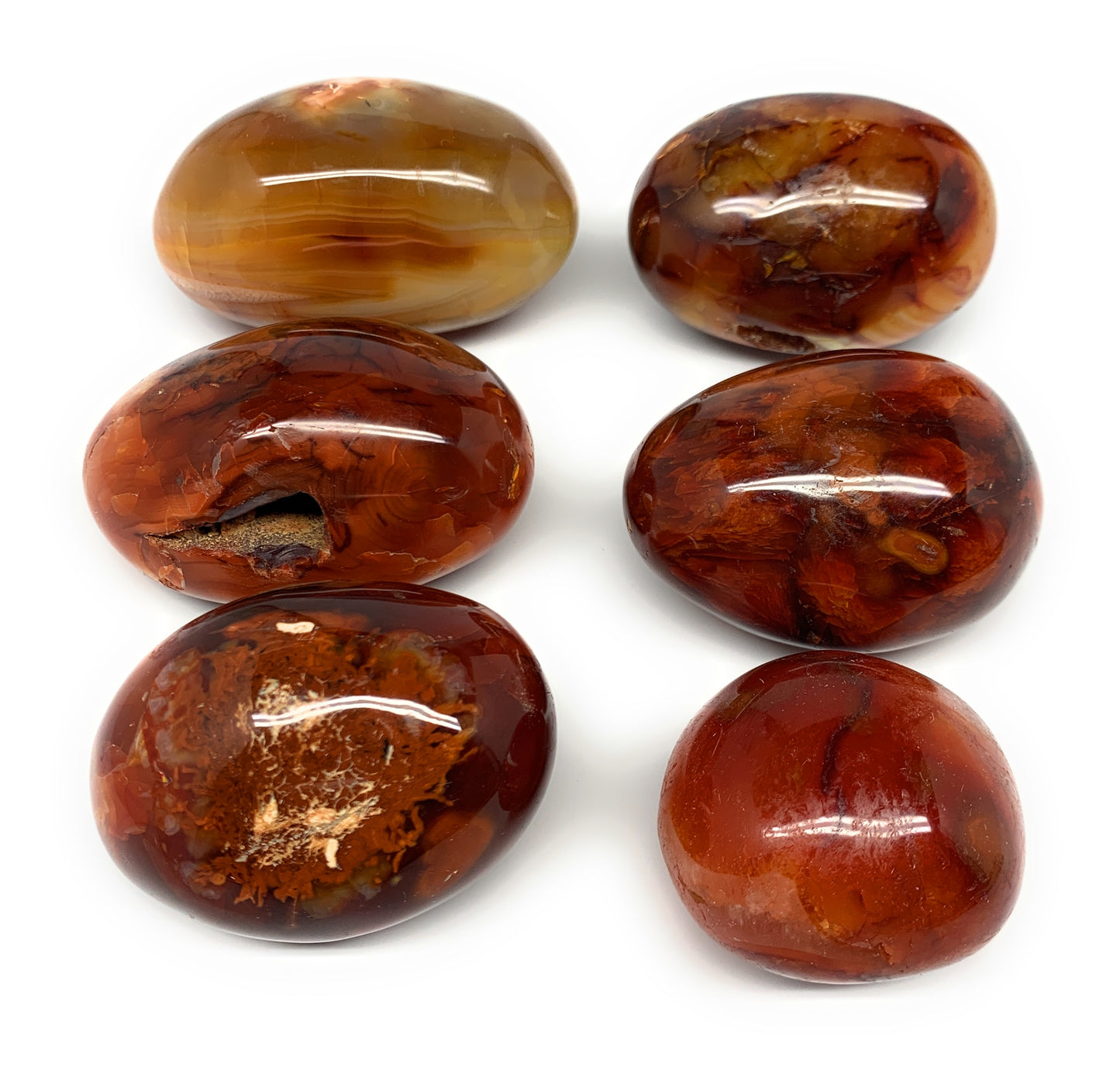 1015g, 1.9" - 3", 6pcs, Red Carnelian Palm-Stone Gem Crystal Polished Reiki, B17
