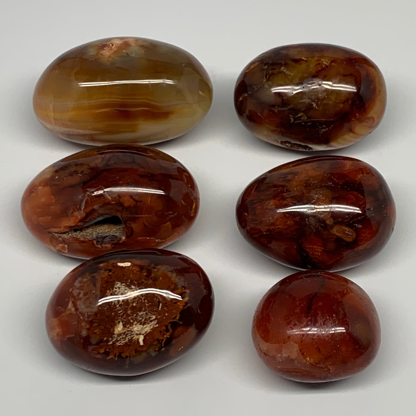 1015g, 1.9" - 3", 6pcs, Red Carnelian Palm-Stone Gem Crystal Polished Reiki, B17