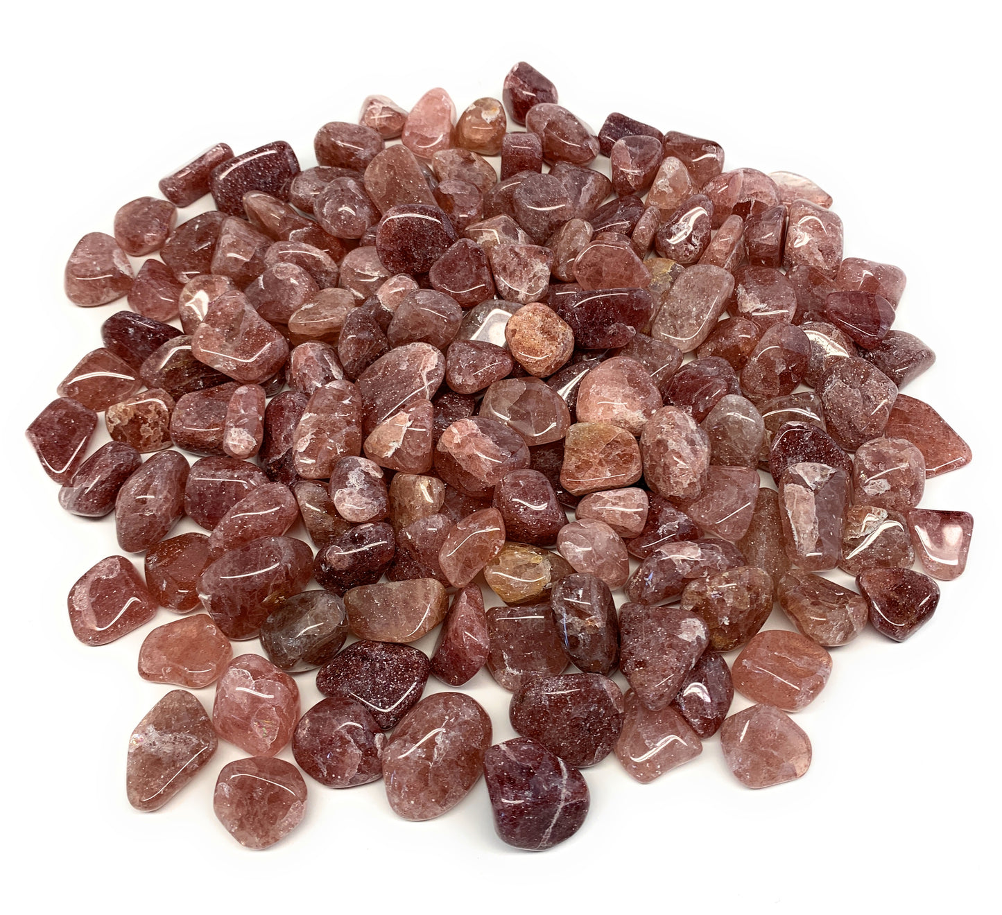 2.2 lbs, 0.7"-1.2", Strawberry Quartz Gravel Tumbled Crystal Stones from Brazil