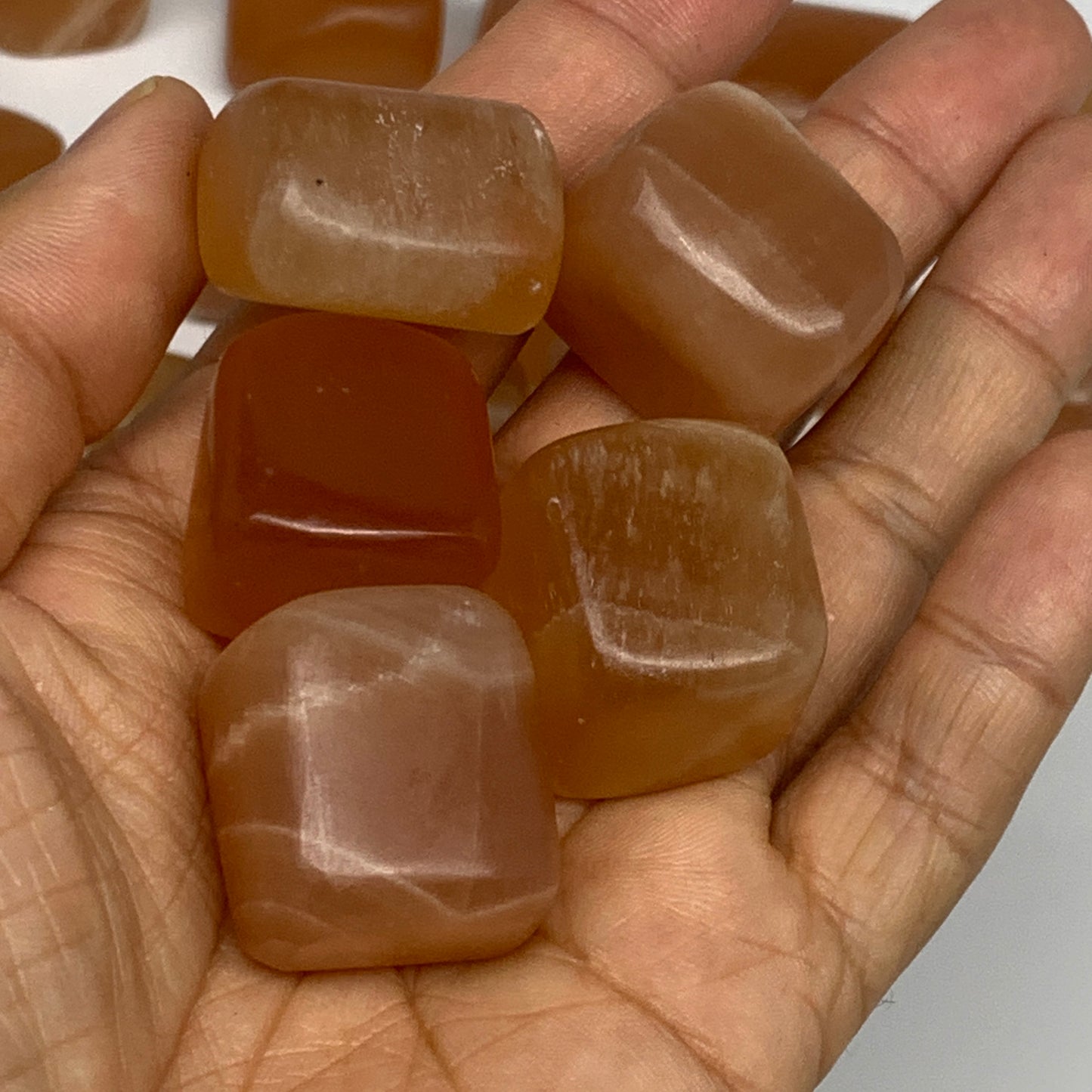 1000g, 0.8"-1.4", 40pcs, Honey Calcite Tumbled Stones @Afghanistan, B26731
