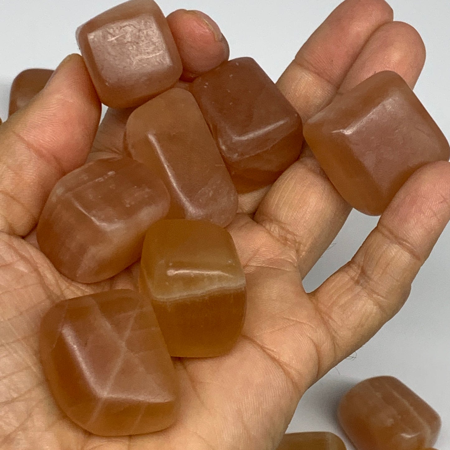 1000g, 0.8"-1.4", 40pcs, Honey Calcite Tumbled Stones @Afghanistan, B26731