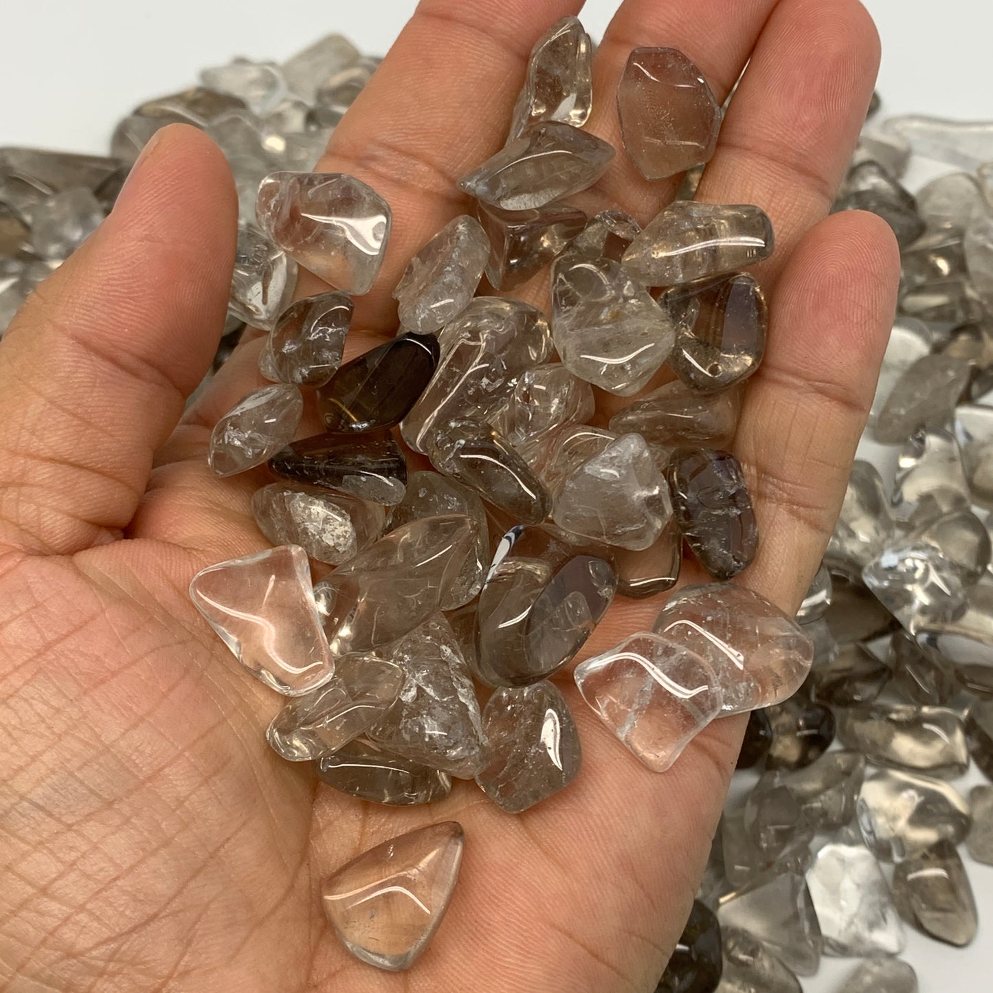 2.2 lbs, 0.5"-1.1", Smoky Quartz Gravel Tumbled Crystal Stones from Brazil