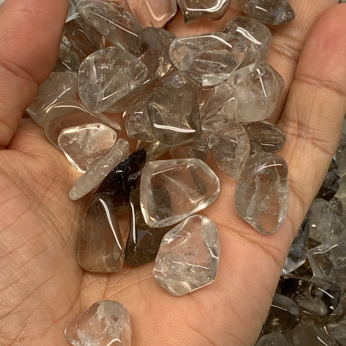 2.2 lbs, 0.5"-1.1", Smoky Quartz Gravel Tumbled Crystal Stones from Brazil