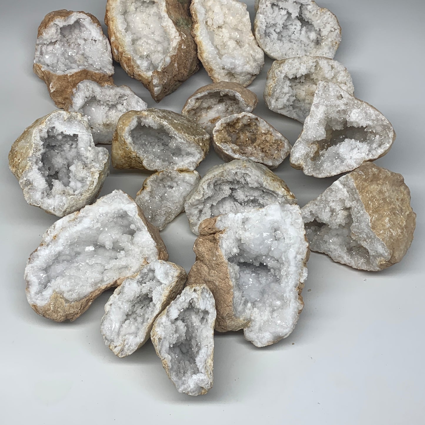 20 Lbs,4.3"-7.5", 9 Pairs, Natural Quartz Geodes @Morocco, Wholesale,B10645