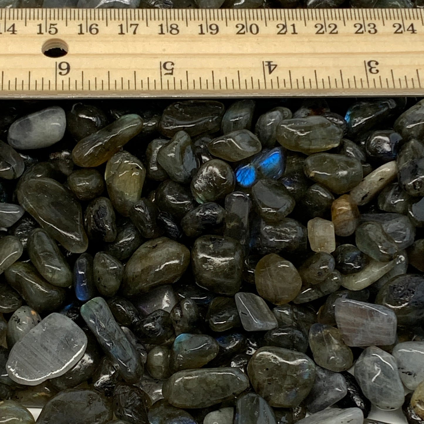 2.2 lbs, 0.4"-0.7", Small Labradorite Gravel, Chips, Tumbled Crystal Stones, Tiny