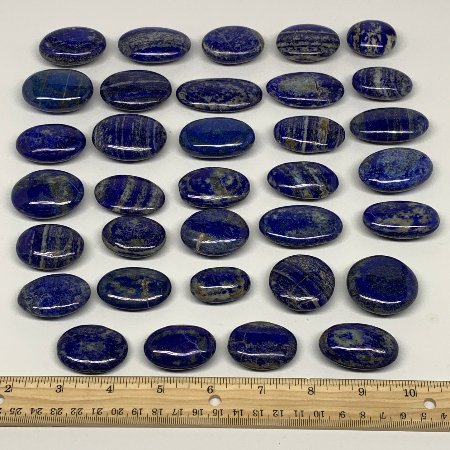 2.2 lb, 1.3"-2.2", 34 pcs, Lapis Lazuli Palm-Stone Polished @Afghanistan, B26376