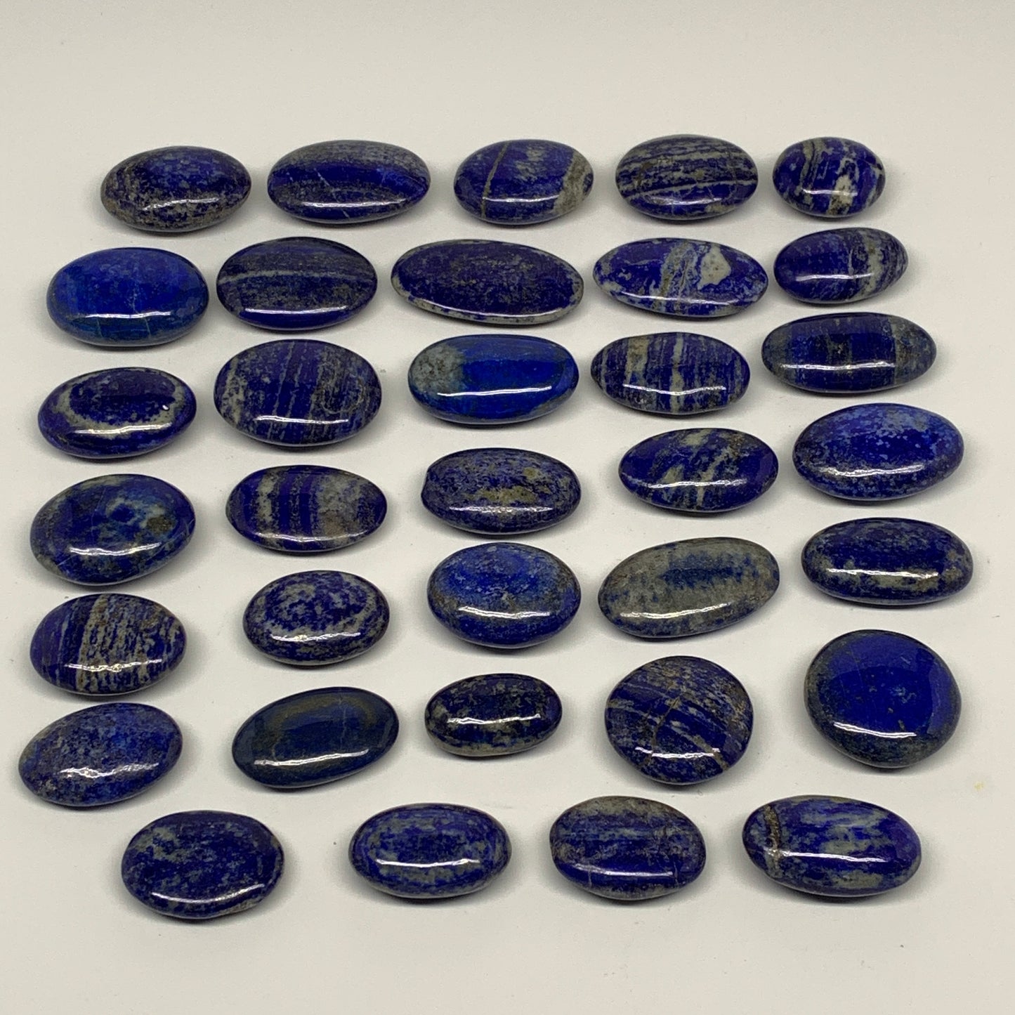 2.2 lb, 1.3"-2.2", 34 pcs, Lapis Lazuli Palm-Stone Polished @Afghanistan, B26376