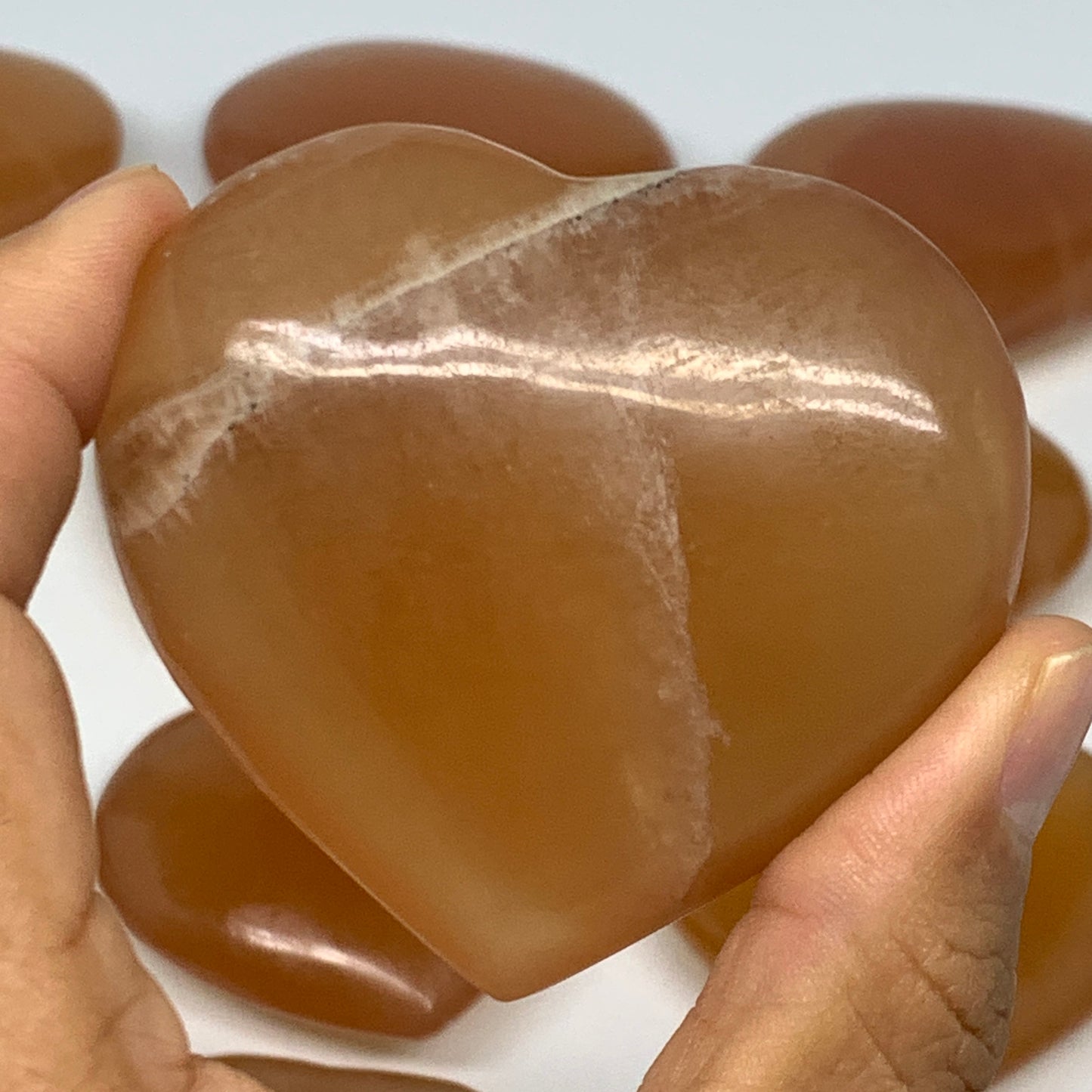 5.12 lbs ,24 pcs, 1.8"- 2.5", Natural Honey Calcite Hearts from Afghanistan, B26