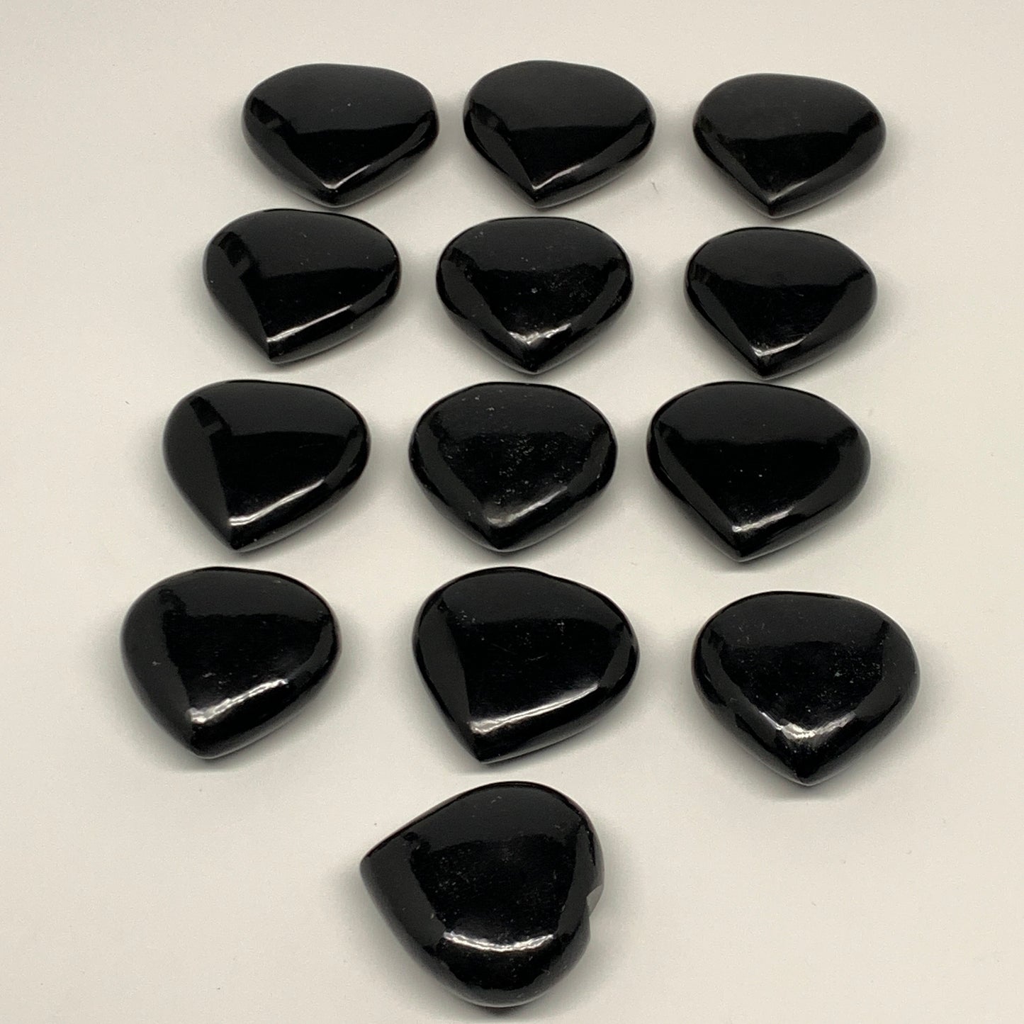 790g (1.7 lbs) , 13 pcs, 1.9"- 2", Black Obsidian Hearts Gemstone Polished Cryst