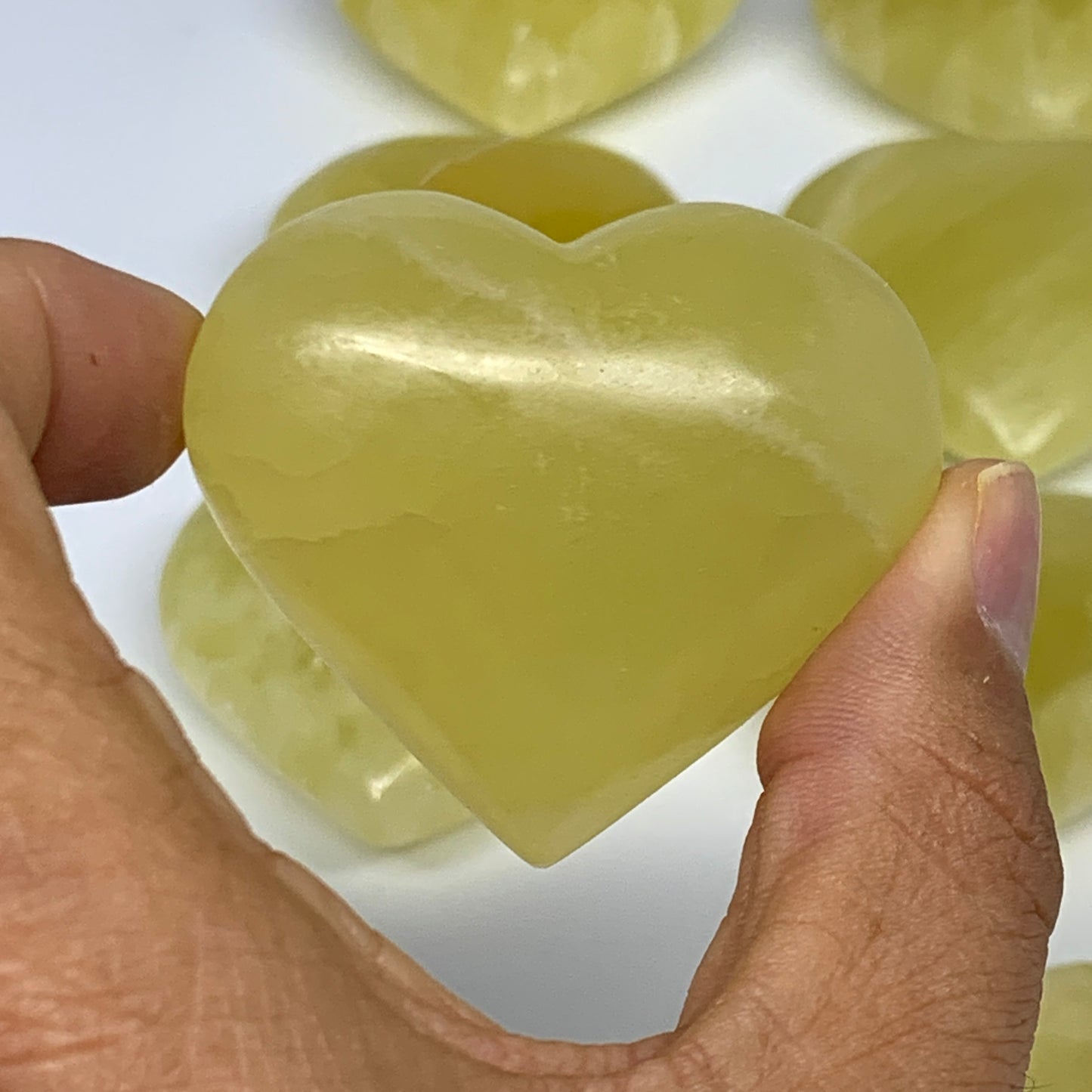 1015g (2.2 lbs) ,12 pcs, 1.7"- 2", Lemon Calcite Hearts @Afghanistan, B26837