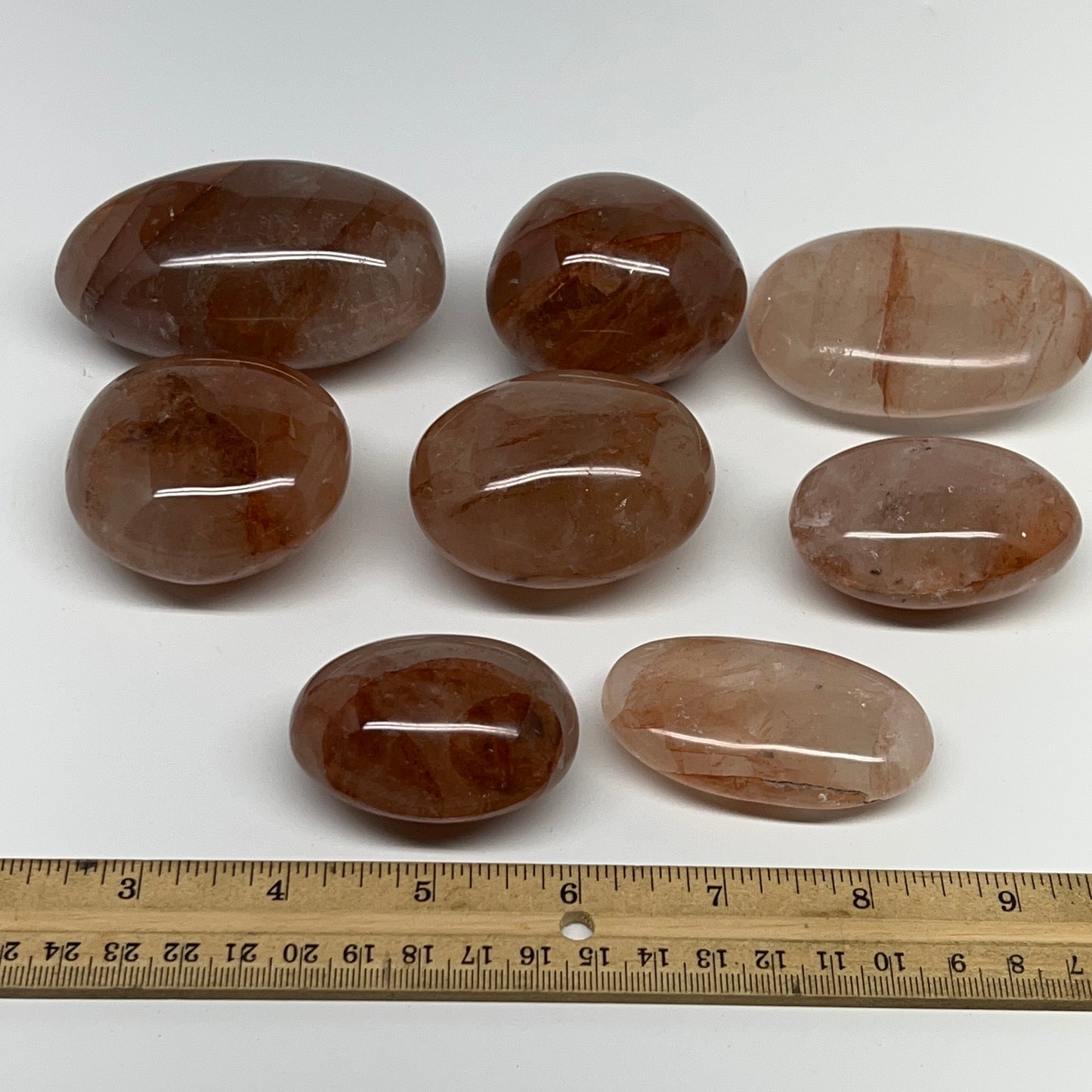 2.2 Lbs, 2-3.2", 8pcs, Red Hematoid Palm-Stone Polished Wholesale , B21196