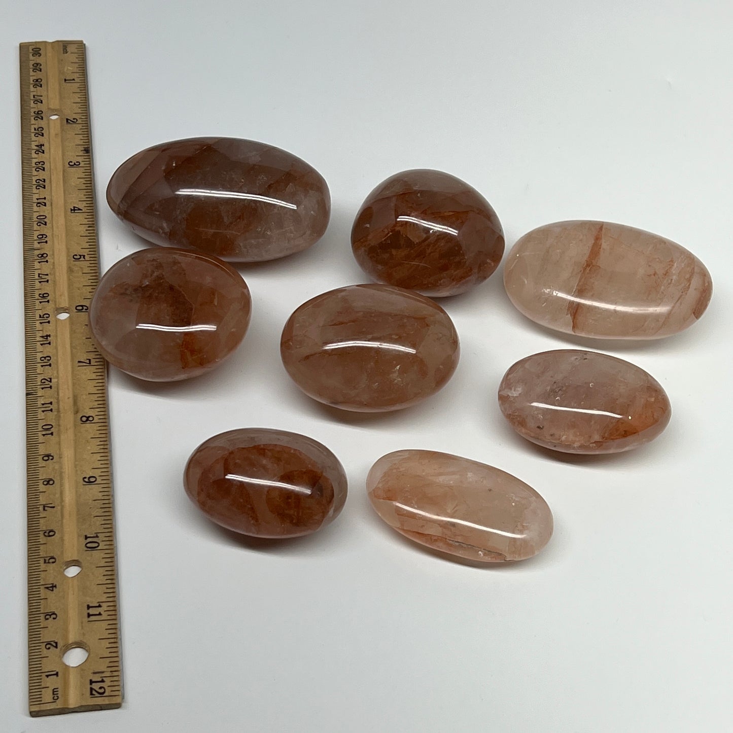 2.2 Lbs, 2-3.2", 8pcs, Red Hematoid Palm-Stone Polished Wholesale , B21196