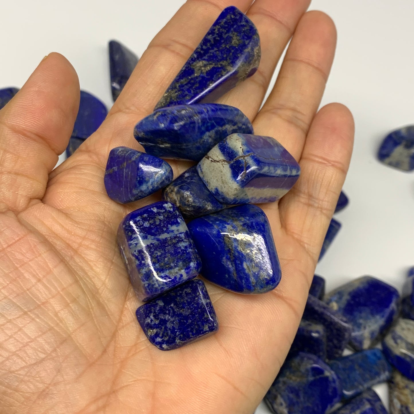 2.2 lb, 0.8"-1.9",78 pcs, Lapis Lazuli Tumbled Stone Polished @Afghanistan,B2689