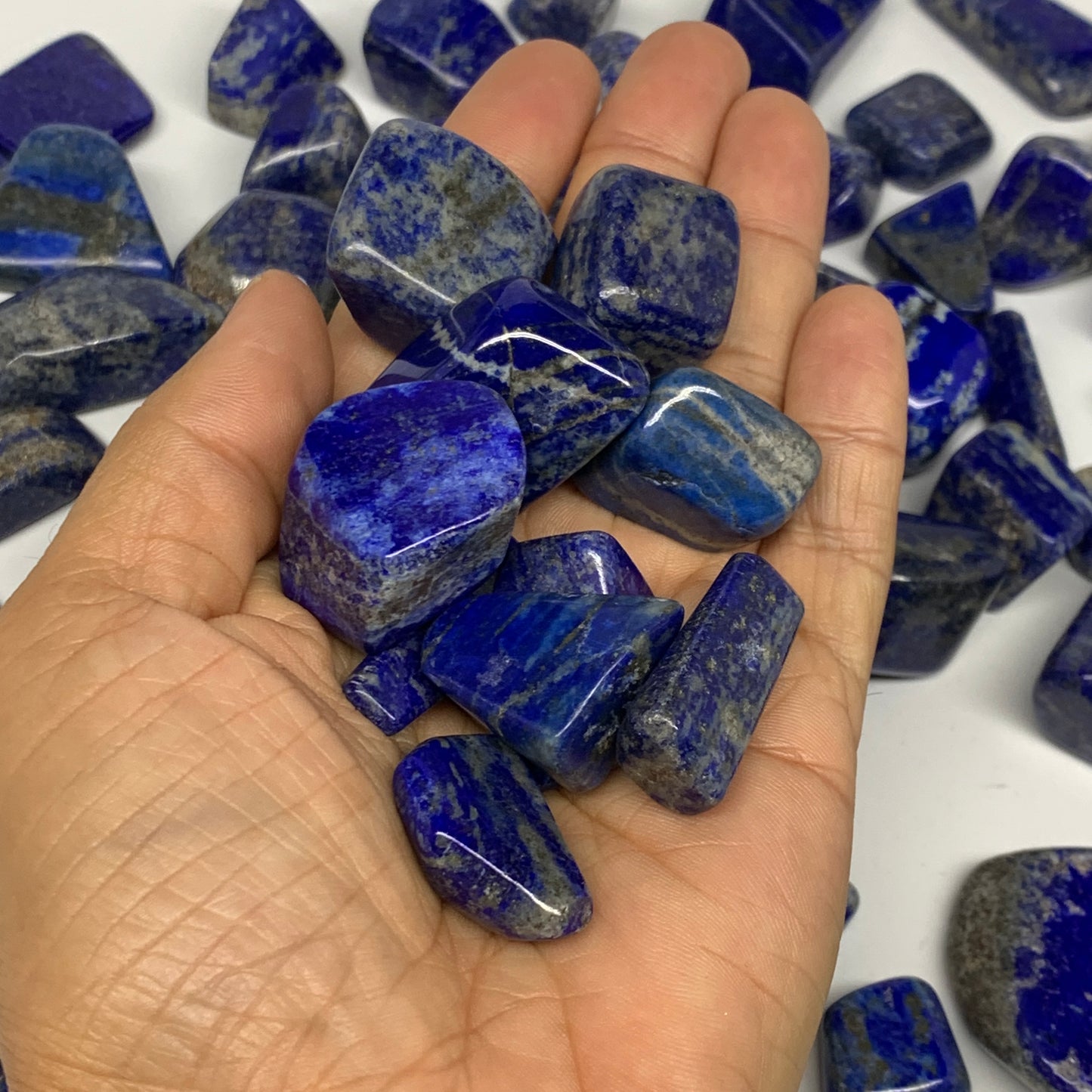 2.2 lb, 0.6"-1.9",83 pcs, Lapis Lazuli Tumbled Stone Polished @Afghanistan,B2689