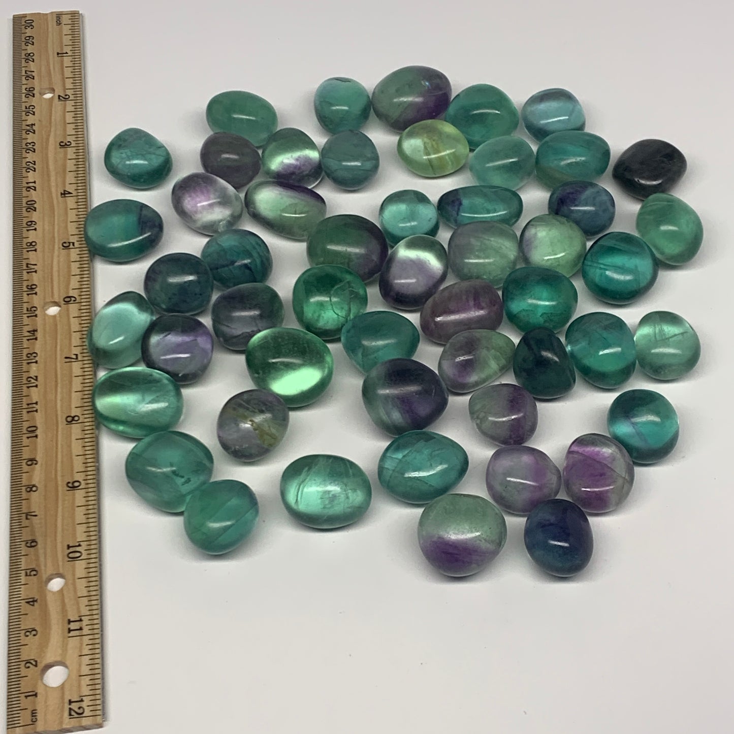 1000g(2.2 lbs),0.9"-1.2",52pcs, Green Fluorite Tumbled Stones @Mozambique,B26927