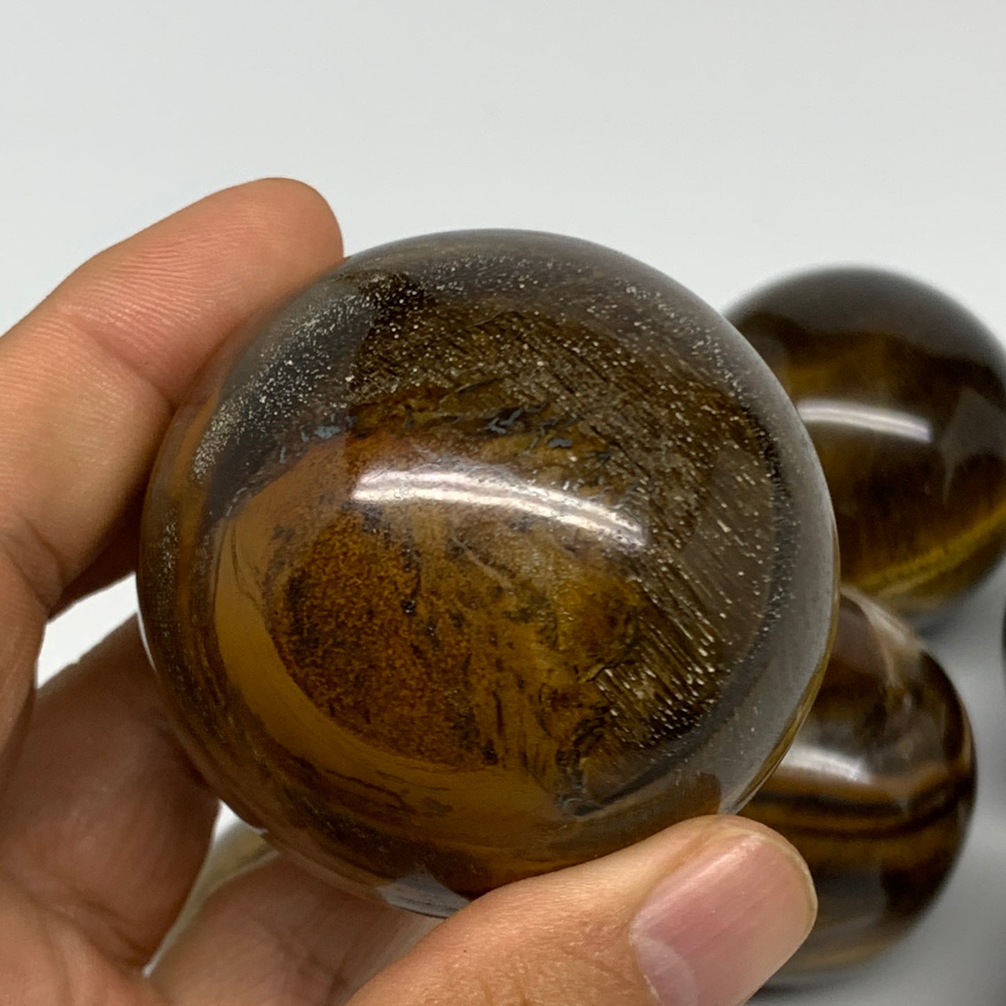 1150g, 1.9" - 2.1", 6pcs, Tiger's Eye Spheres Gemstones @India, B25057