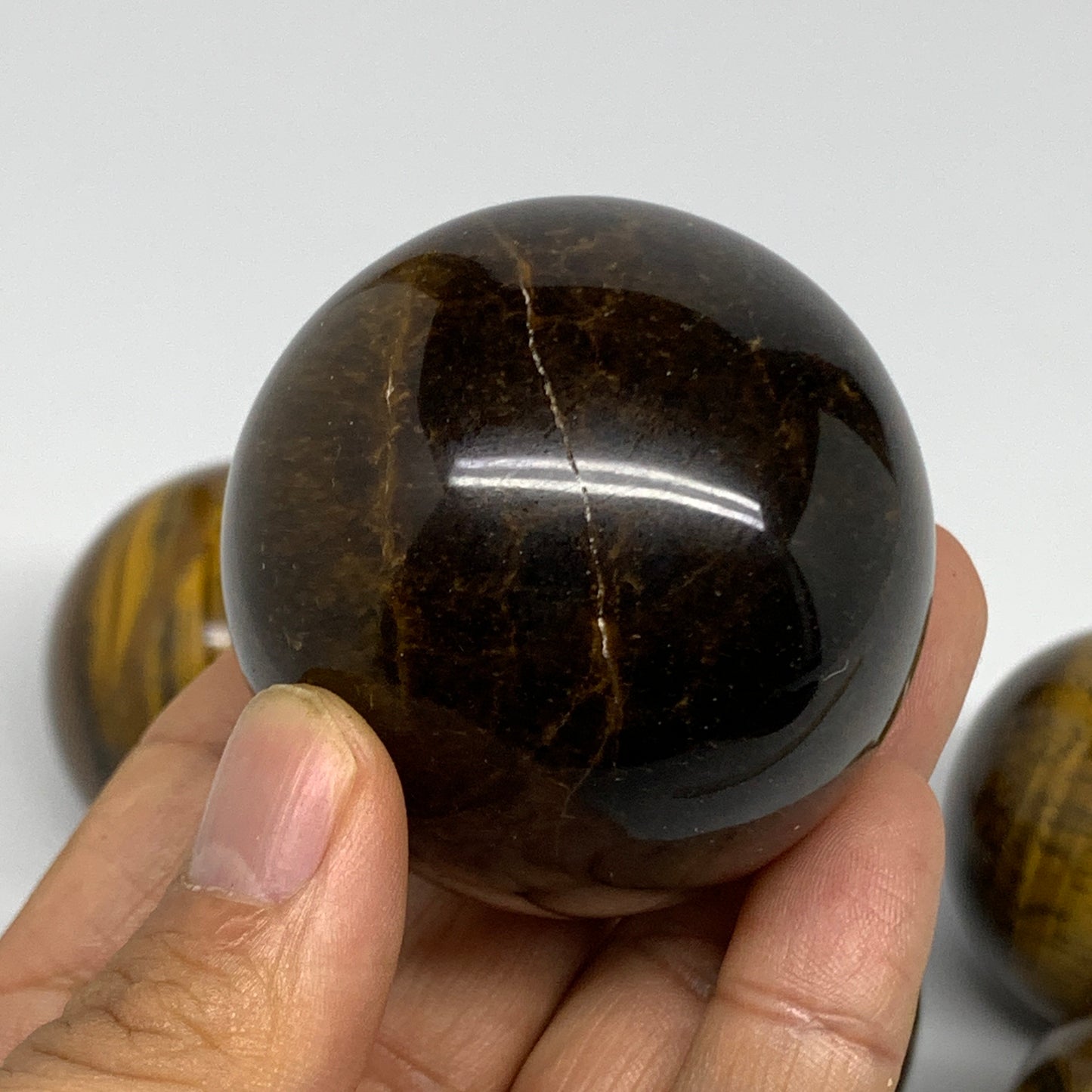 1150g, 1.9" - 2.1", 6pcs, Tiger's Eye Spheres Gemstones @India, B25057