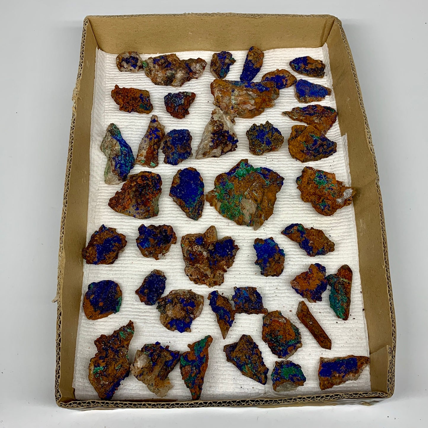 900g, 1"-2.6", Small Pieces Rough Azurite Malachite Mineral Specimen, B10948