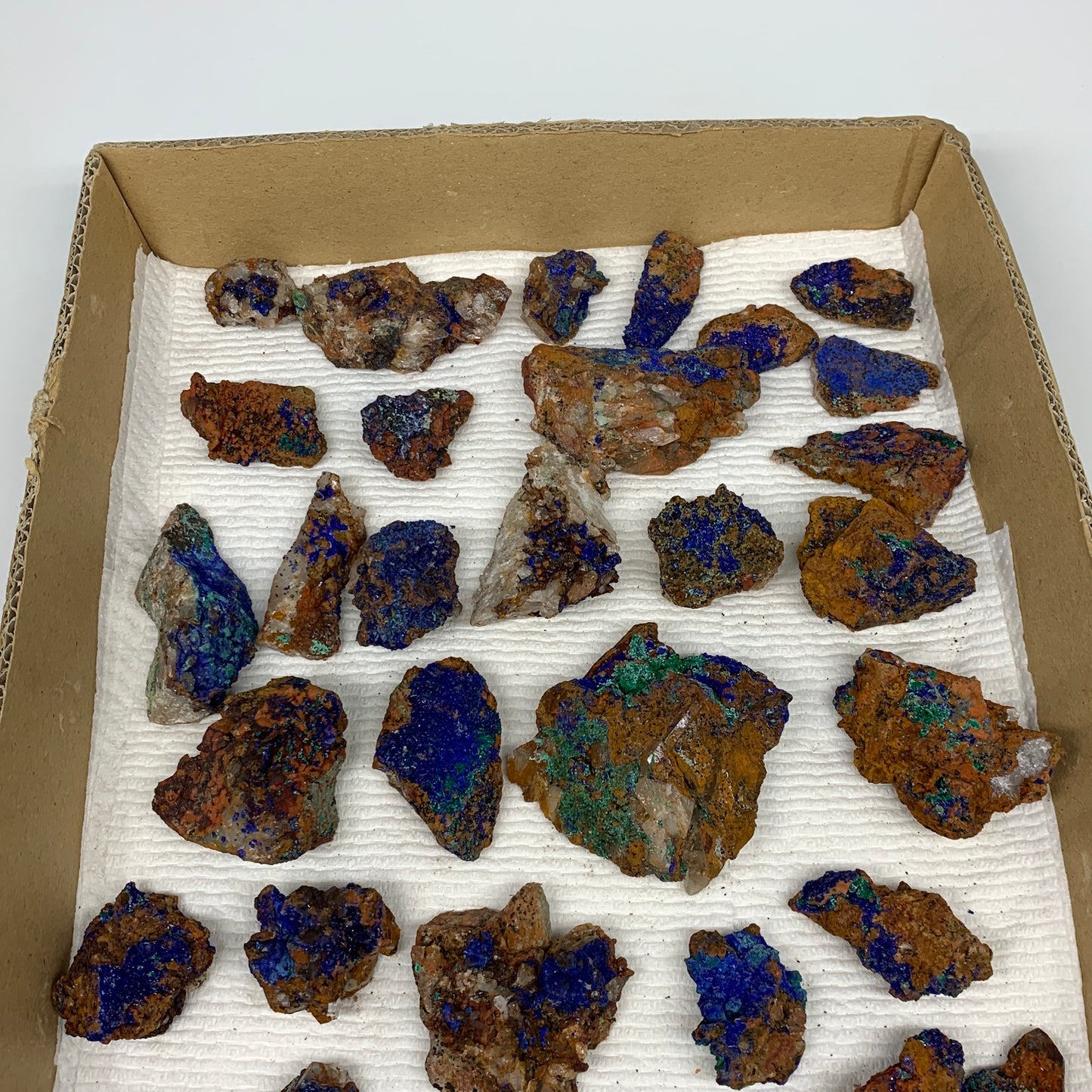 900g, 1"-2.6", Small Pieces Rough Azurite Malachite Mineral Specimen, B10948