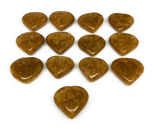 1000g (2.2 lbs) ,13 pcs, 1.7"- 2.1", Golden Quartz Hearts from Brazil, B27091