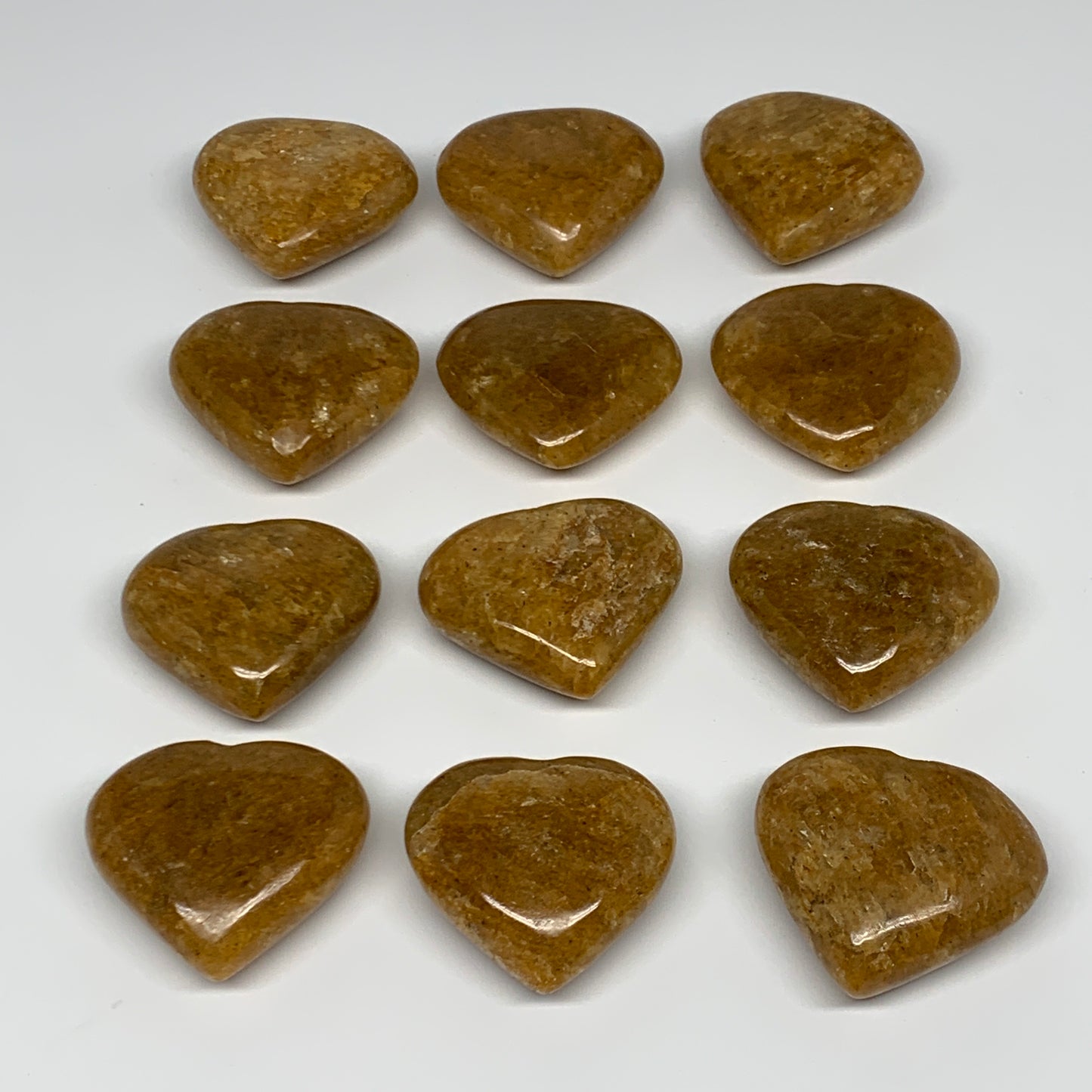 1020g (2.2 lbs) ,12 pcs, 1.9"- 2.1", Golden Quartz Hearts from Brazil, B27092