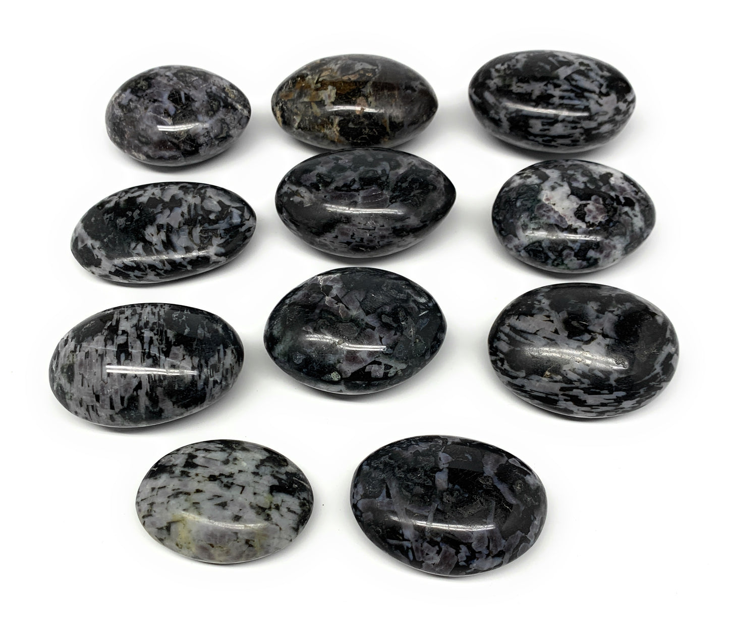 2.2 Lbs, 1.9"-2.5", 11pcs, Indigo Gabro Merlinite Palm-Stone Polished, B18268