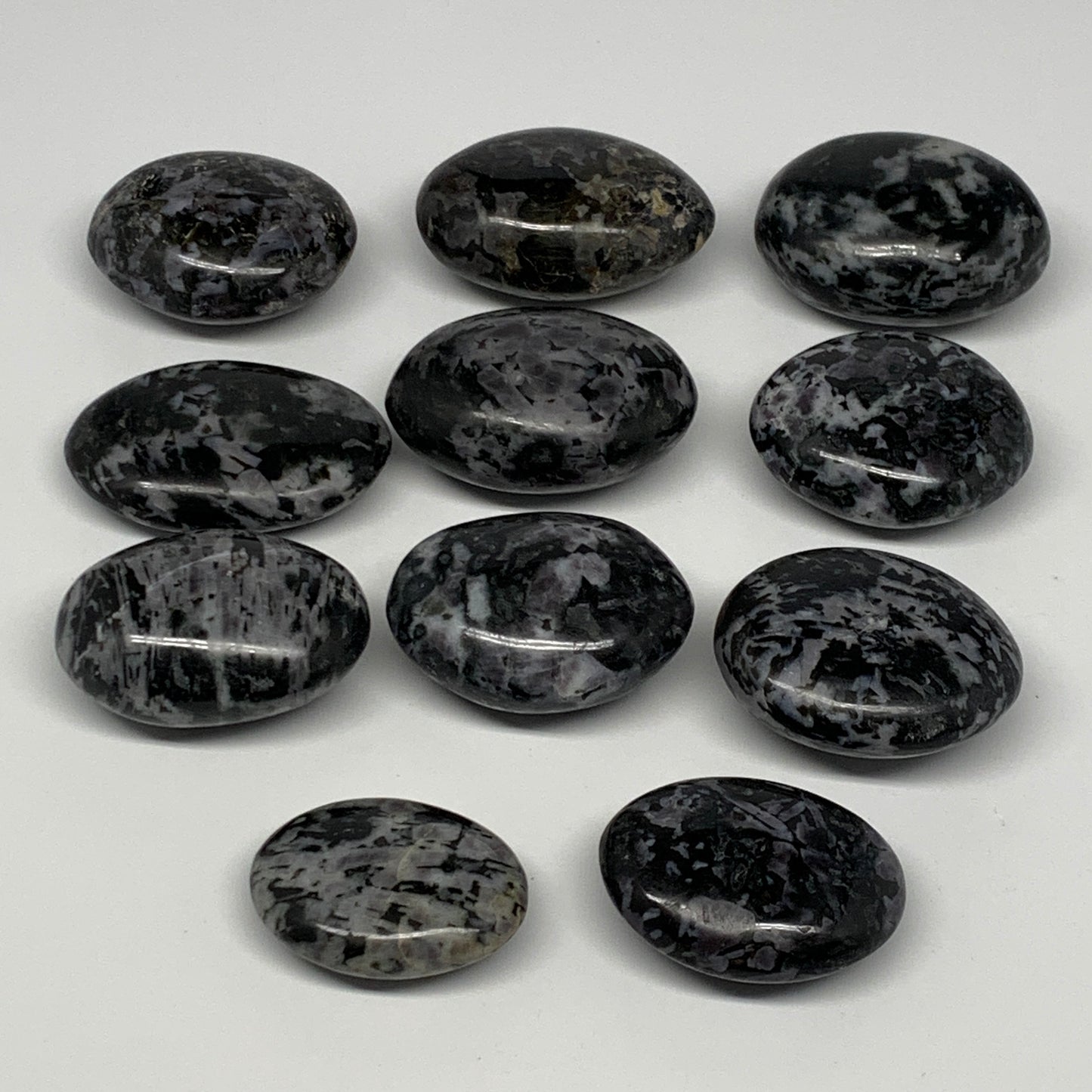 2.2 Lbs, 1.9"-2.5", 11pcs, Indigo Gabro Merlinite Palm-Stone Polished, B18268