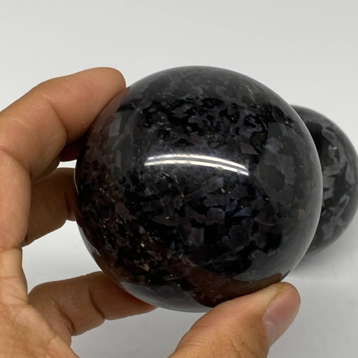 1.89 lbs, 2" - 2.4", 3pcs, Merlinite (Indigo Gabro) Spheres @Madagascar, B25449