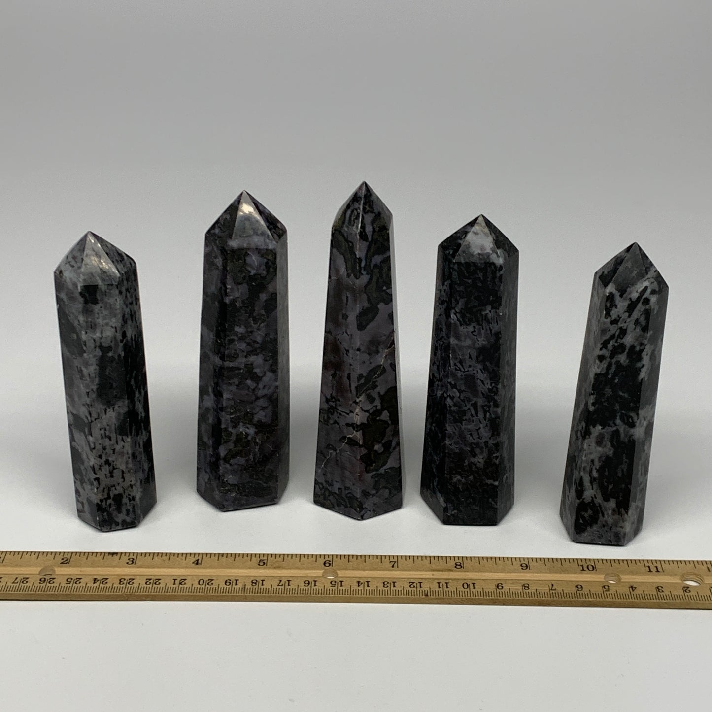 1280 grams, 5" -5.6", 5 pcs, Indigo Gabro Merlinte Towers/Obelisks, B21459