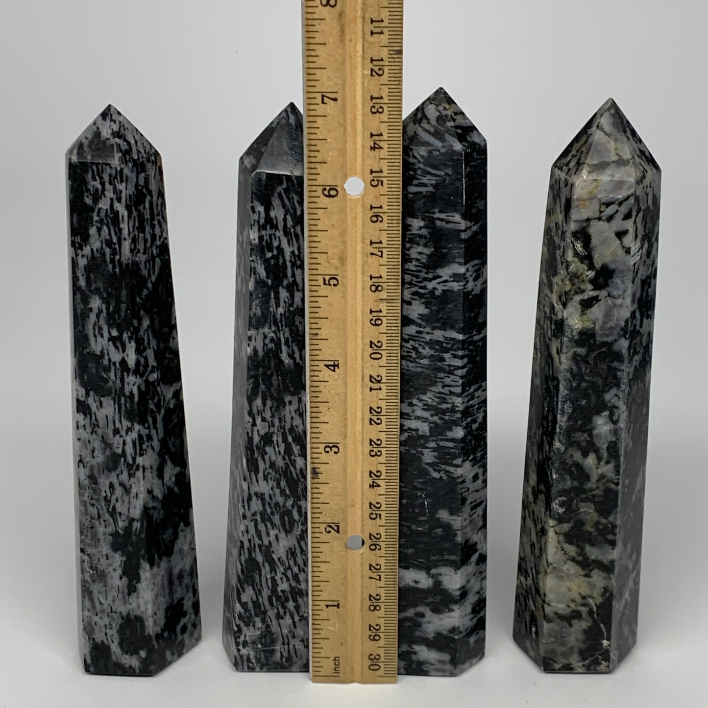 1515 grams, 6.75" -7", 4 pcs, Indigo Gabro Merlinte Towers/Obelisks, B21454