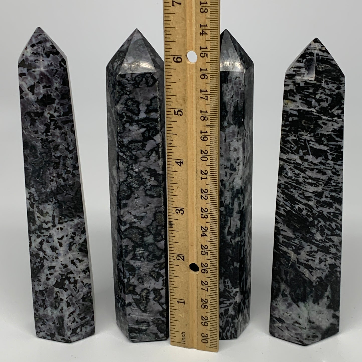 1310 grams, 6.4" -6.9", 4 pcs, Indigo Gabro Merlinte Towers/Obelisks, B21453