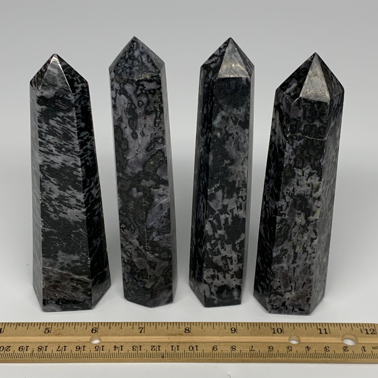 1270 grams, 6" -6.2", 4 pcs, Indigo Gabro Merlinte Towers/Obelisks, B21451