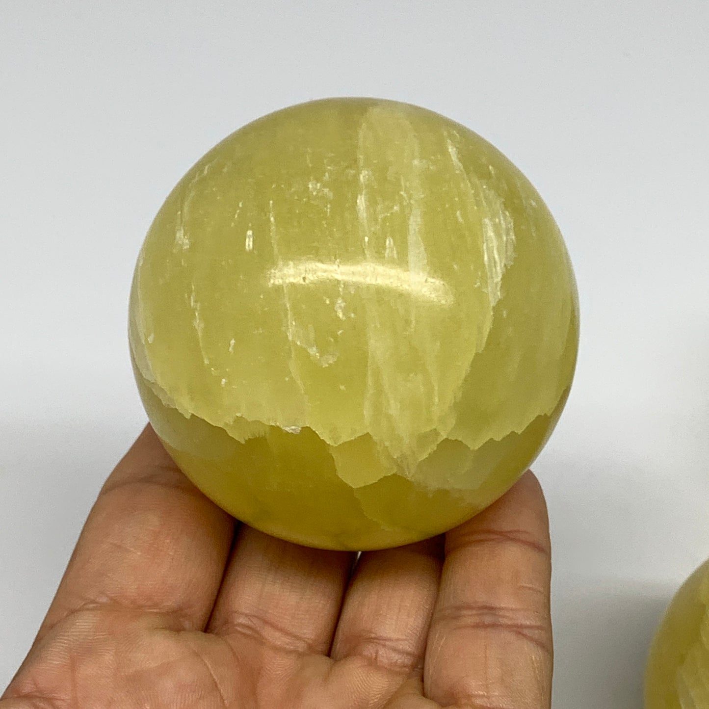 2.2 lbs, 2.3"-2.4", 3pcs Lemon Calcite Spheres Gemstones @Afghanistan, B26022